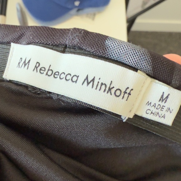 Rebecca Minkoff Black Ruched Bodycon Midi Skirt Size M Stretch Lined - Picture 7 of 7